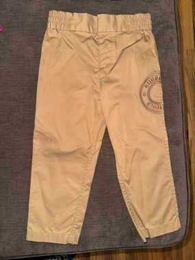 Burberry Beige Elastic-Waist Chinos with Logo Emblem